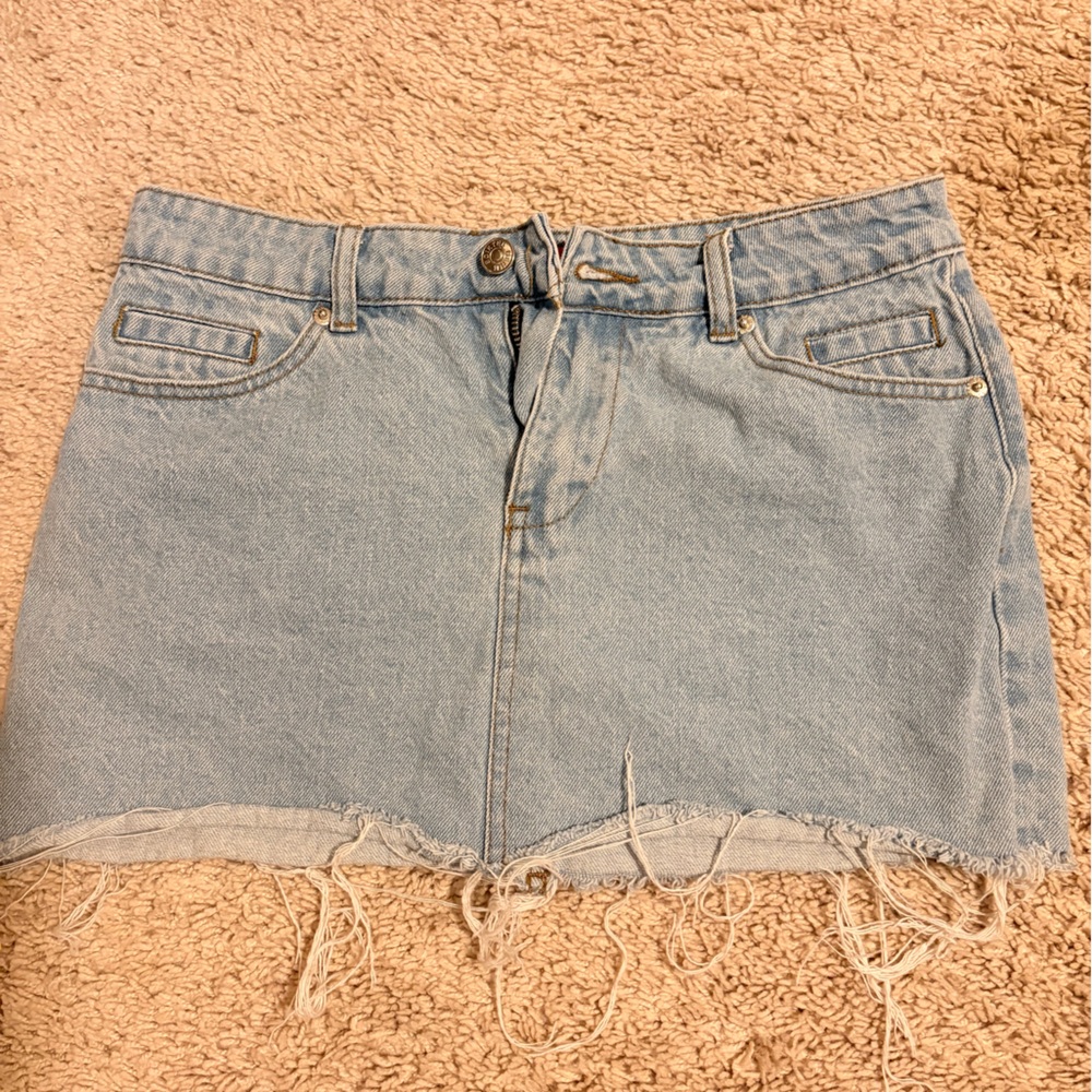 Edikted Light Blue Denim Skirt